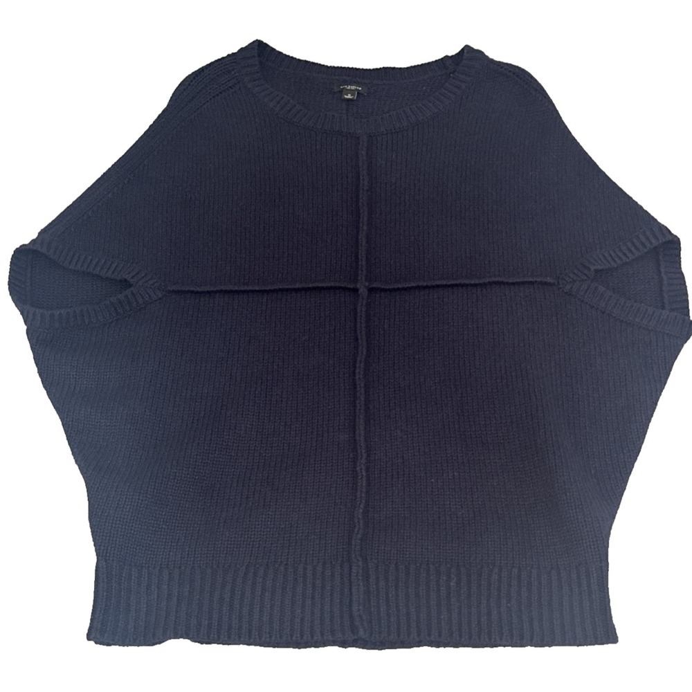 VTG Ann Taylor Womens S Navy Blue Wool Blend Knit Dolman Sleeve Sweater Vest Top